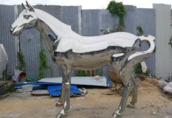 亮面馬雕塑廠家 平踏方式 不銹鋼亮面馬雕塑廠