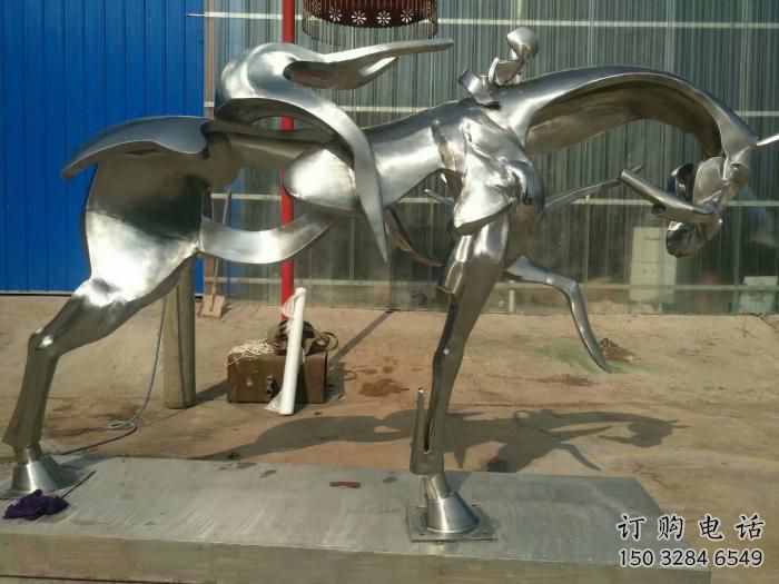 抽象馬雕塑廠家 金色動物素材 不銹鋼抽象馬雕塑廠