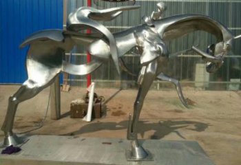 抽象馬雕塑廠家 金色動(dòng)物素材 不銹鋼抽象馬雕塑廠