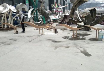 幾何魚雕塑廠家 美陳藝術類 不銹鋼幾何魚雕塑廠