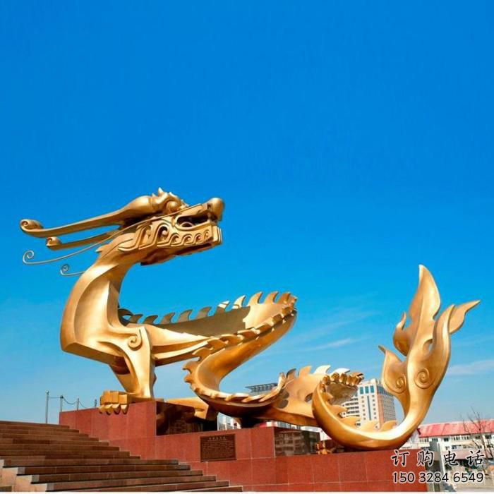 不銹鋼龍雕塑 祥龍擺件 幾何龍雕塑廠家