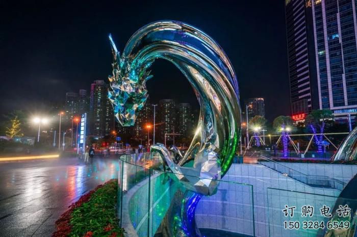 水龍動物雕塑廠家，吐水類型 不銹鋼水龍雕塑生產廠家