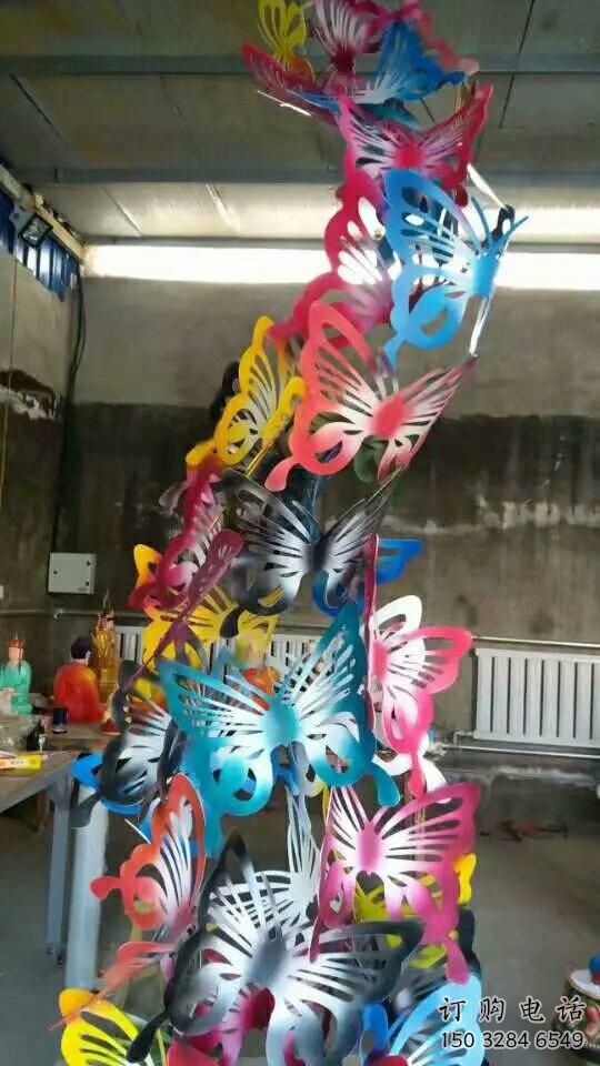 剪紙蝴蝶群雕塑廠家 鏤空剪紙工藝 不銹鋼蝴蝶群雕塑生產