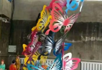 剪紙蝴蝶群雕塑廠家 鏤空剪紙工藝 不銹鋼蝴蝶群雕塑生產