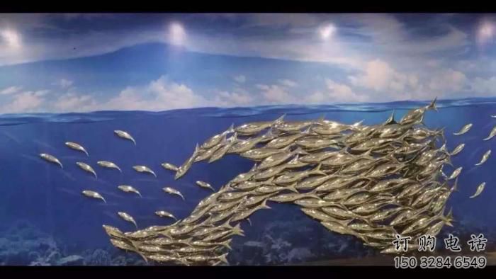 群魚雕塑廠家 水景動物類 定制不銹鋼群魚雕塑