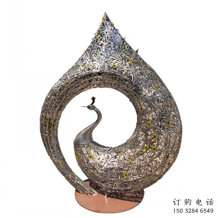鏤空孔雀雕塑廠家 水滴結構轉型 不銹鋼孔雀雕塑廠