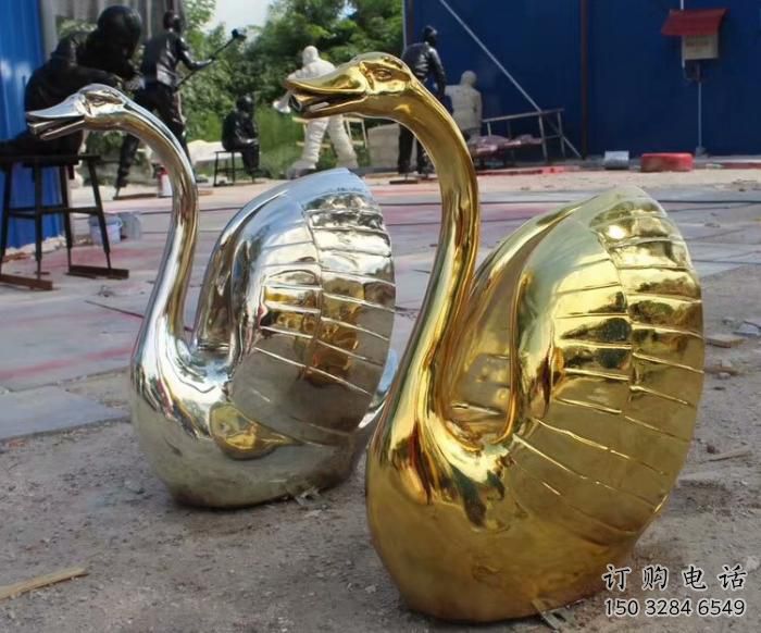 鈦金天鵝雕塑廠家 鍍鈦工藝 不銹鋼鈦金天鵝雕塑