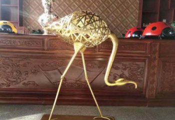 鏤空火烈鳥雕塑廠家 編織工藝 不銹鋼火烈鳥雕塑產品