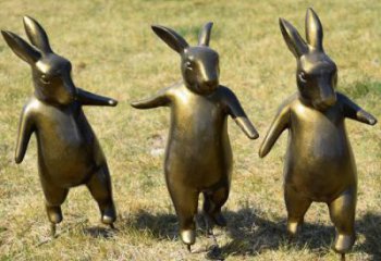 仿銅色兔子雕塑廠家 金屬銅色兔子雕塑生產(chǎn)制作