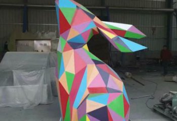 幾何兔子雕塑廠家 塊面體設(shè)計(jì) 幾何面兔子雕塑生產(chǎn)制作