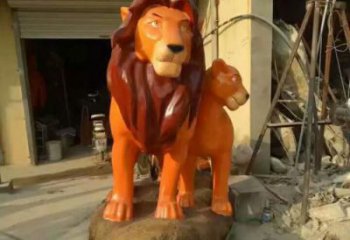 彩繪獅子雕塑廠家 動(dòng)物景觀 公園獅子雕塑擺件
