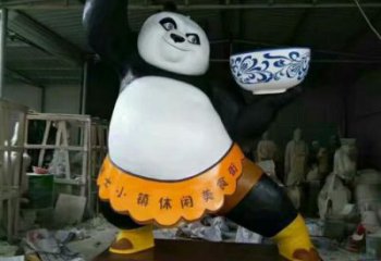 彩繪熊貓雕塑廠家 端碗造型 戶外熊貓雕塑廠家