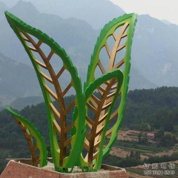 鏤空園林植物雕塑 不銹鋼樹葉雕塑廠家