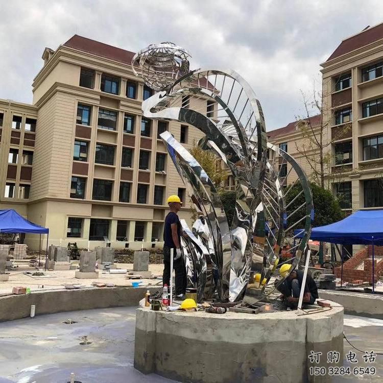 鏡面樹葉雕塑 現(xiàn)代金屬類植物 不銹鋼樹葉雕塑廠家