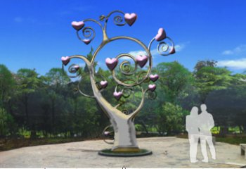 愛(ài)心樹(shù)雕塑廠家 園林不銹鋼愛(ài)心樹(shù)雕塑