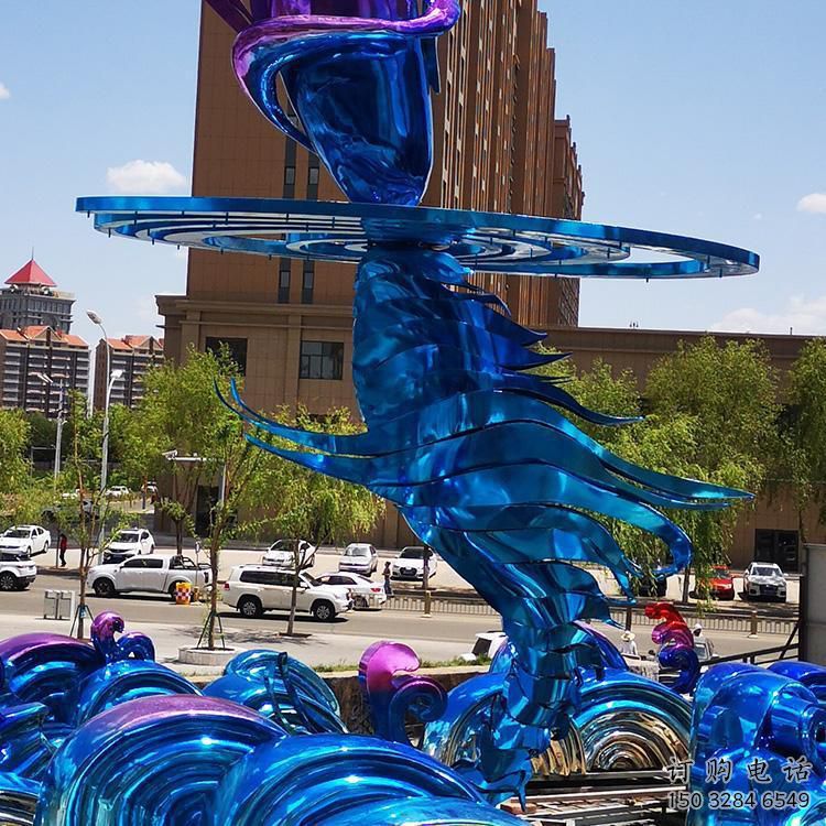 電鍍浪花雕塑廠家 不銹鋼浪花電鍍雕塑