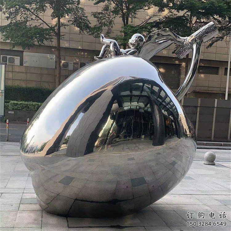 蘋果雕塑 鏡面水果雕塑 不銹鋼鏡面蘋果雕塑