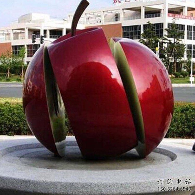 烤漆蘋果雕塑 不銹鋼烤漆水果雕塑