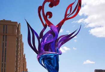 電鍍花朵雕塑  不銹鋼電鍍植物雕塑