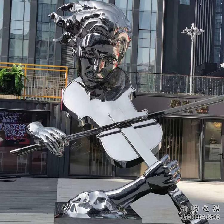 薩克斯手雕塑 樂器主題雕塑 不銹鋼鏡面人物雕塑