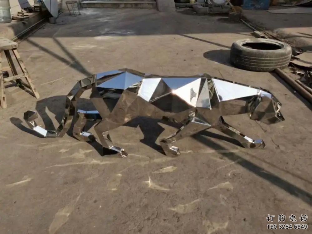 金錢豹雕塑 切面動物 不銹鋼金錢豹雕塑廠家