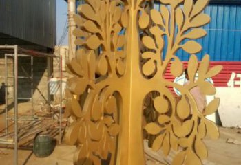 發財樹雕塑廠家 不銹鋼烤漆植物雕塑