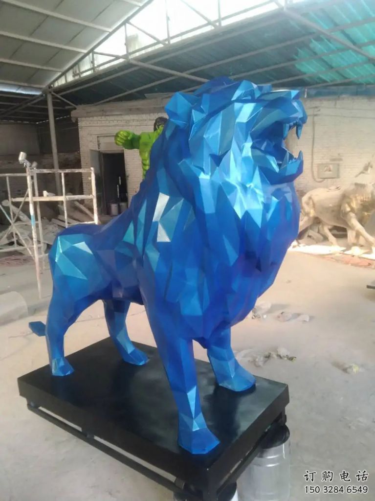 幾何獅子雕塑 不銹鋼幾何獅子雕塑 動(dòng)物小品