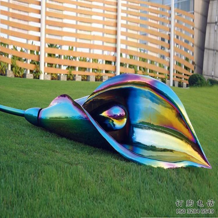 電鍍百合花雕塑 不銹鋼電鍍植物雕塑