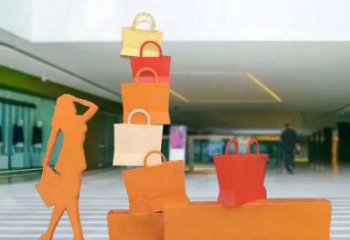 購物人雕塑 剪影不銹鋼購物人雕塑