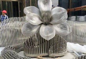 鏤空花朵雕塑 鋼絲編織方式 不銹鋼鏤空花朵雕塑