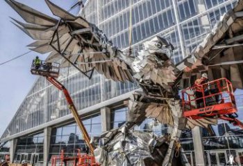 獵鷹雕塑廠家 幾何動物擺件 不銹鋼獵鷹雕塑生產制作