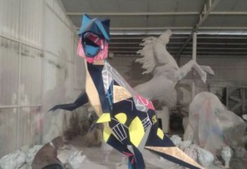 恐龍雕塑廠家 幾何動物雕塑 不銹鋼幾何恐龍雕塑