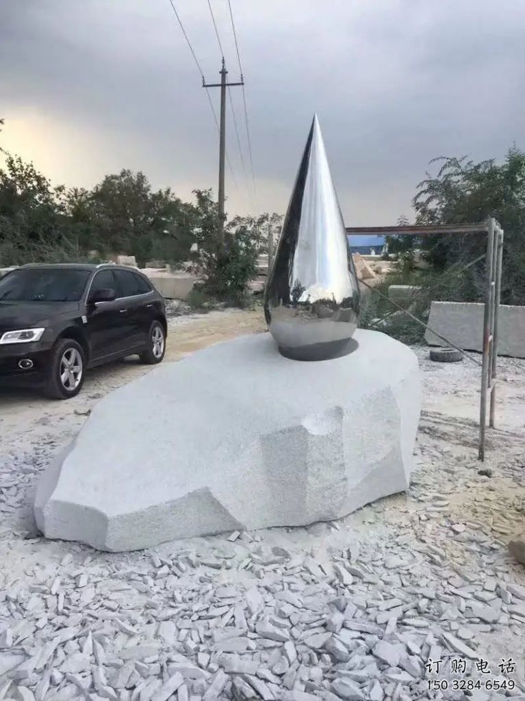 水珠雕塑 鏡面落地擺件 不銹鋼鏡面水珠雕塑