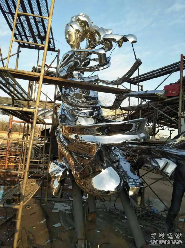 仙女雕塑廠家 鏡面古代人物雕塑 不銹鋼仙女雕塑制作