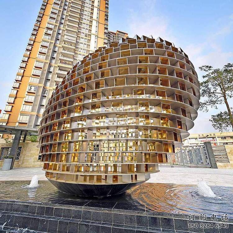 方格球雕塑廠家 塔羅設計 不銹鋼方格球雕塑