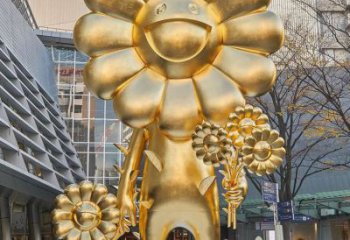 太陽花雕塑廠家 電鍍植物擺件 不銹鋼電鍍太陽花雕塑