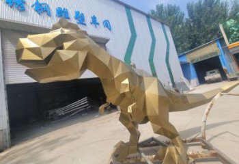 恐龍雕塑廠家 幾何動物擺件 不銹鋼幾何恐龍雕塑