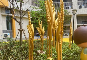 水稻雕塑 農(nóng)村噴漆植物雕塑 大型不銹鋼水稻雕塑廠家