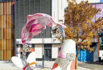 鯉魚躍龍門雕塑 鏤空噴漆動(dòng)物雕塑 庭院海洋魚雕塑