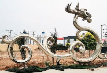 龍雕塑 鏡面動(dòng)物擺件 抽象不銹鋼龍雕塑廠家