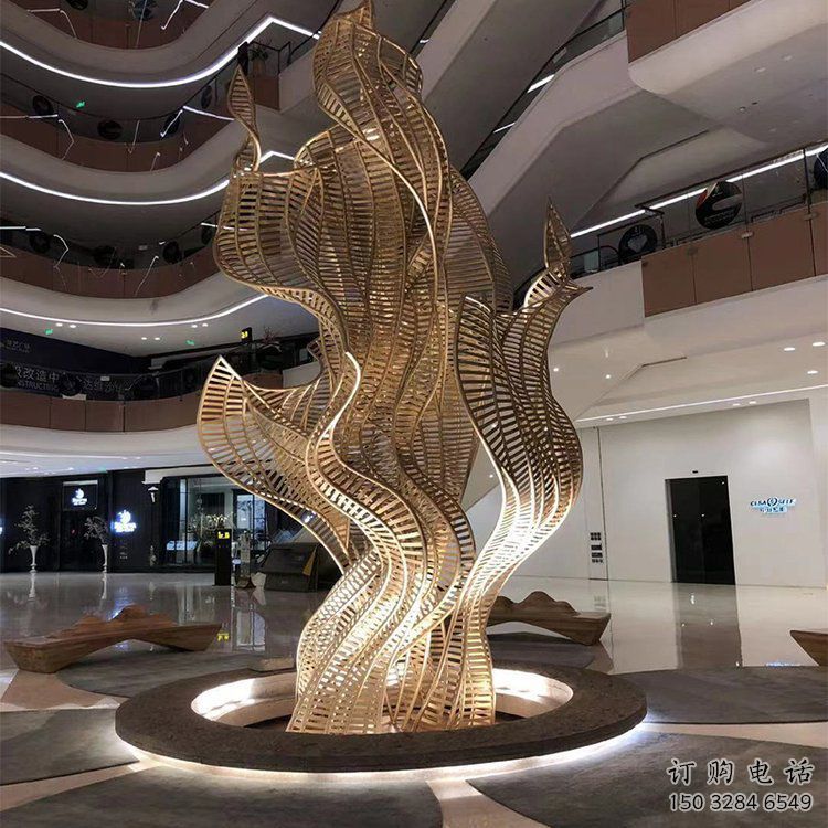 樹葉雕塑 拉絲工藝 室內大型樹葉雕塑廠家