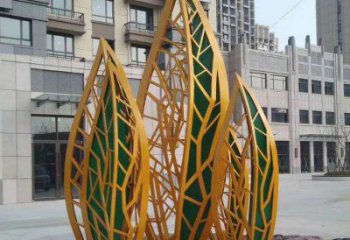 樹(shù)葉雕塑 鏤空噴漆植物 房地產(chǎn)不銹鋼樹(shù)葉雕塑廠家