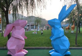 兔子雕塑 幾何切面動物小品 戶外不銹鋼兔子雕塑廠家