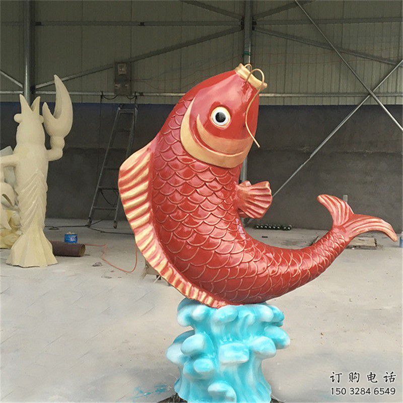 鯉魚雕塑 彩繪海洋小品 戶外園林鯉魚雕塑廠家