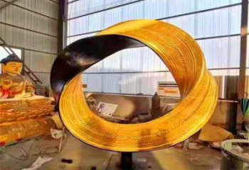 鍍金圓環雕塑 異形幾何擺件 戶外鍍金圓環雕塑廠家