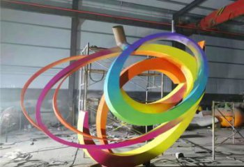 噴漆圓環雕塑 彩繪抽象擺件 戶外不銹鋼噴漆圓環雕塑