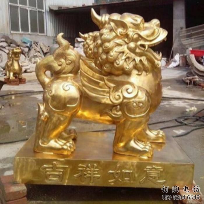 獨角獸雕塑 中式鍍金小品 賓館獨角獸雕塑廠家