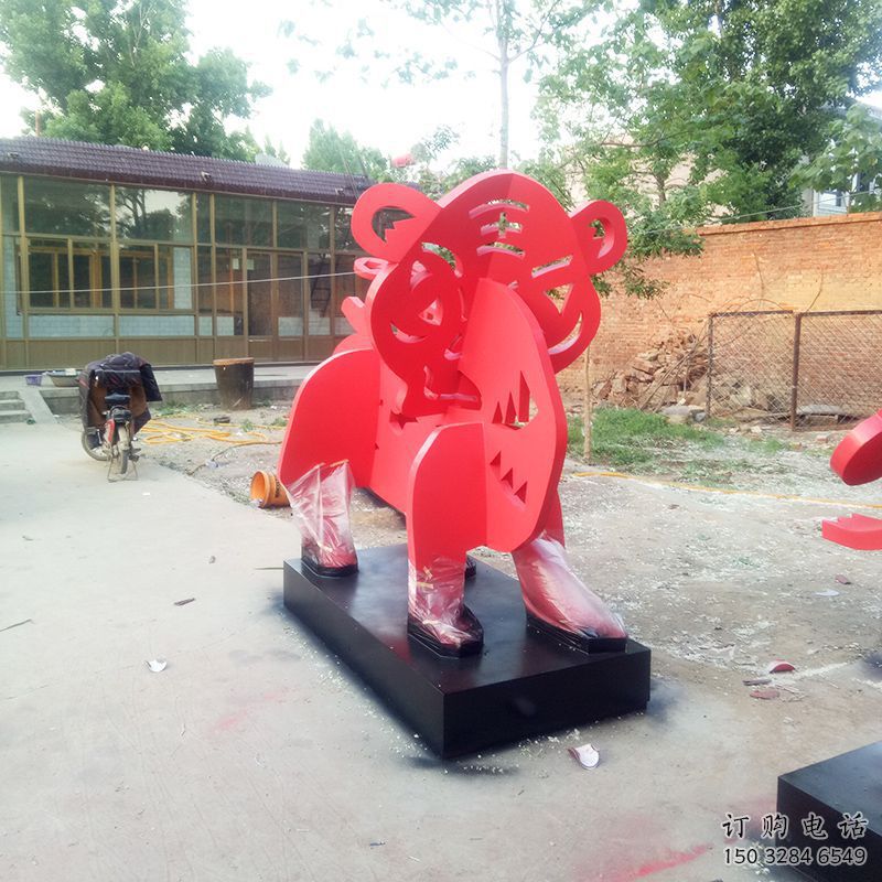 剪紙山羊雕塑 西方烤漆小品 游樂場卡通山羊雕塑廠家