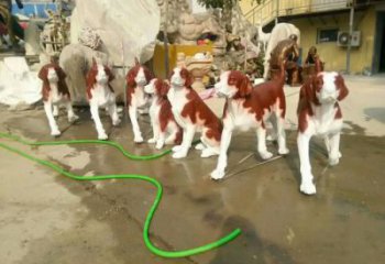 草地小狗雕塑 彩繪仿真擺件  公園草地小狗雕塑