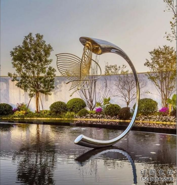 拉絲蝴蝶雕塑 酒店戶外小品 大型中式蝴蝶雕塑廠家